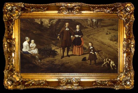 framed  REMBRANDT Harmenszoon van Rijn Portrait of a couple with two children and a Nursemaid in a Landscape, ta009-2