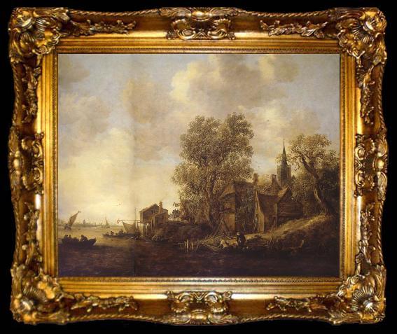 framed  REMBRANDT Harmenszoon van Rijn View of a Town on a River, ta009-2