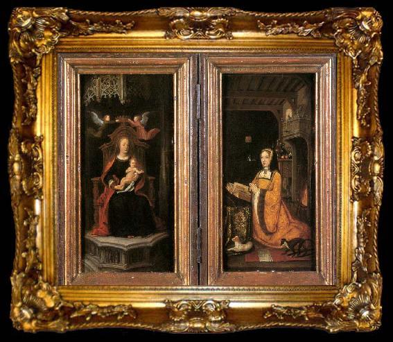 framed  unknow artist Diptych with Margaret of Austria Worshipping, ta009-2