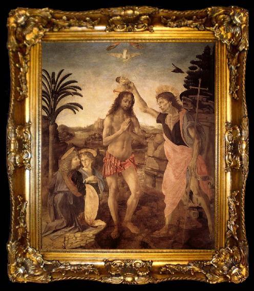framed  Andrea del Verrocchio Christ-s baptism, ta009-2