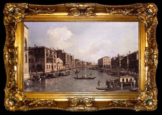 framed  Canaletto Grand Canal: Looking South-East from the Campo Santa Sophia to the Rialto Bridge, ta009-2