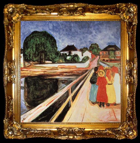 framed  Edvard Munch Four girls on a bridge, ta009-2