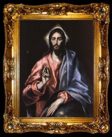 framed  El Greco Christ as Saviour, ta009-2