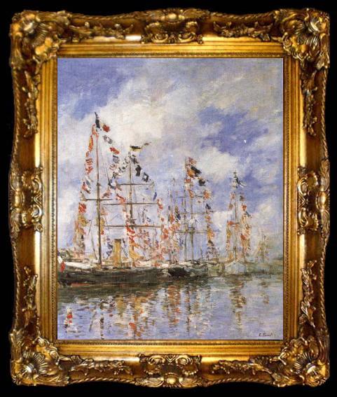 framed  Eugene Boudin Sailing Ships at Deauville, ta009-2