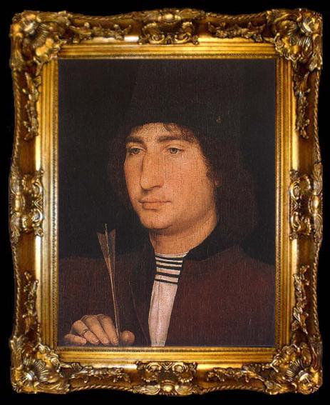 framed  Hans Memling Portratt of Monday with arrow, ta009-2