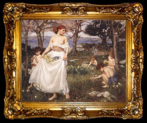 framed  John William Waterhouse A Song  of Springtime, ta009-2