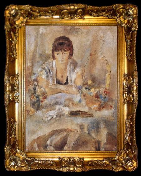 framed  Jules Pascin Lucy at the front of table, ta009-2