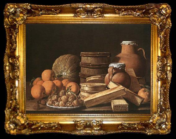 framed  MELeNDEZ, Luis Still-Life with Oranges and Walnuts, ta009-2