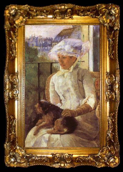 framed  Mary Cassatt Susan on a Balcony Holding a Dog, ta009-2