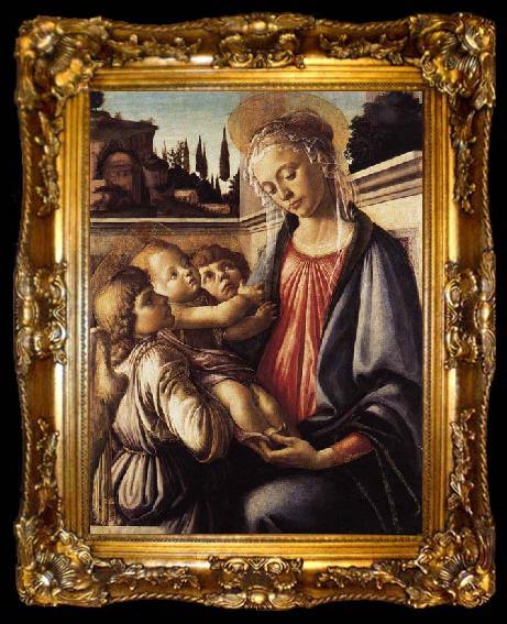 framed  Sandro Botticelli Madonna and Child and Two Angels, ta009-2