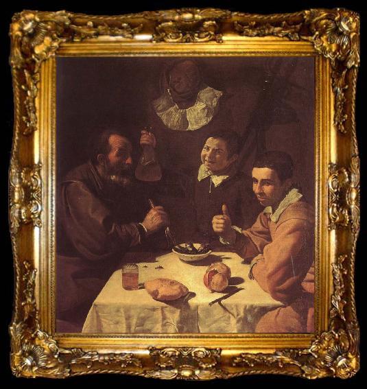 framed  VELAZQUEZ, Diego Rodriguez de Silva y The three man beside the table, ta009-2