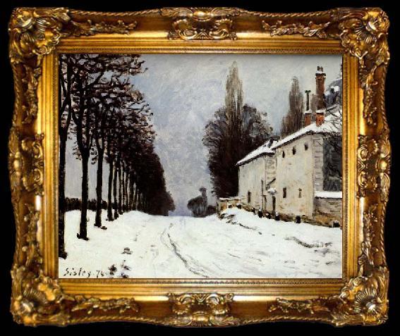 framed  Alfred Sisley Snow on the Road,Louveciennes, ta009-2