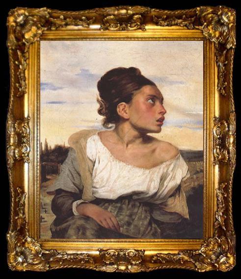 framed  Eugene Delacroix Orphan Girl at the Cemetery (mk45), ta009-2