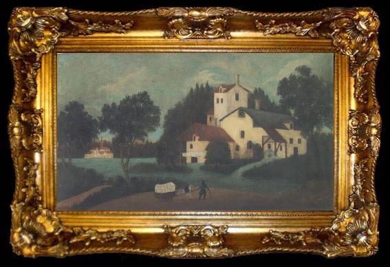 framed  Henri Rousseau Lansdcape with and Cart, ta009-2