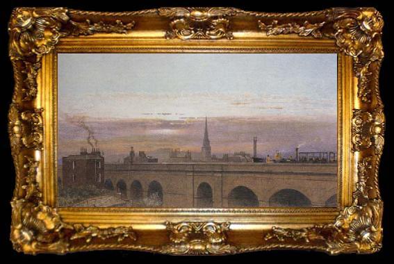 framed  Henry George Hine,RI Railway Line at Camden Town (mk46), ta009-2