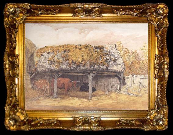 framed  Samuel Palmer A Cow-Lodge with a Mossy Roof, ta009-2