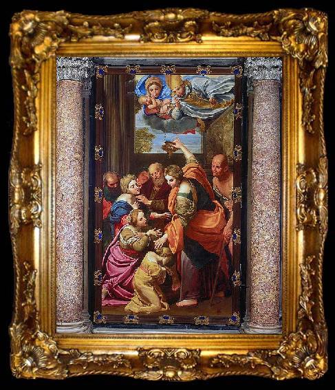 framed  Domenichino Apparition of the Virgin and Child and San Gennaro at the Miraculous Oil Lamp, ta009-2