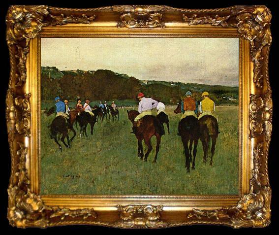 framed  Edgar Degas Horseracing in Longchamps, ta009-2