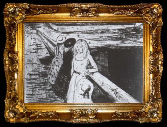 framed  Edvard Munch Girls on the bridge, ta009-2
