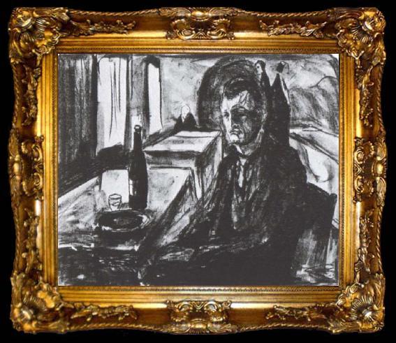 framed  Edvard Munch Winebottle and myself, ta009-2