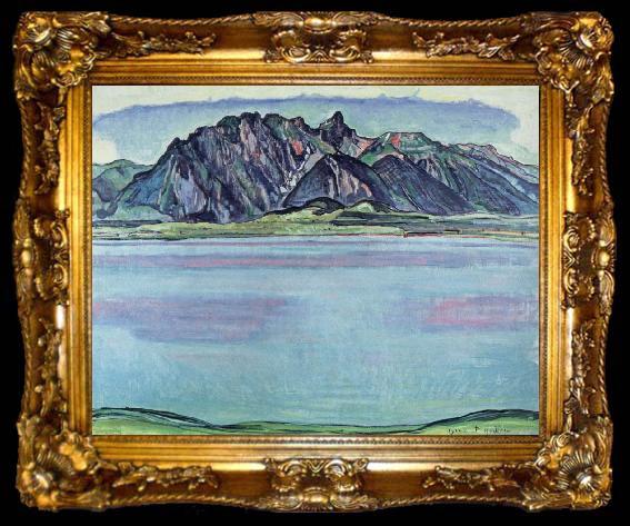 framed  Ferdinand Hodler lake thun and the stockhorn mountains, ta009-2