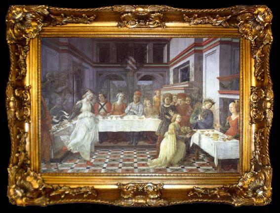 framed  Fra Filippo Lippi Scenes from the life of St.John the Baptist:Herod Feast, ta009-2