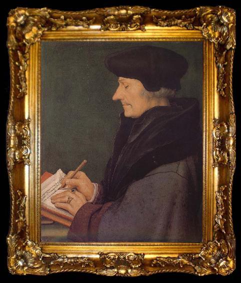 framed  Hans Holbein Erasmus portrait, ta009-2