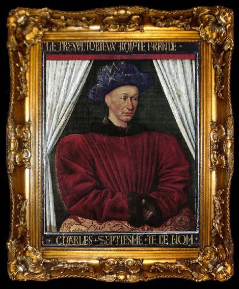 framed  Jean Fouquet Portrait of Charles VII, ta009-2