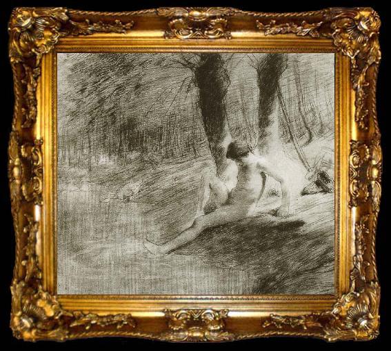 framed  Jean Francois Millet Study of barther, ta009-2