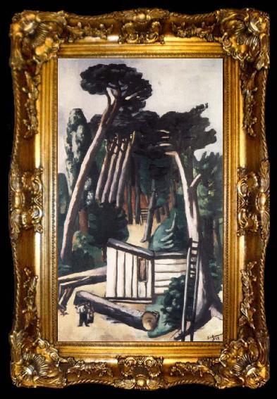 framed  Max Beckmann landscape with woodcutters, ta009-2