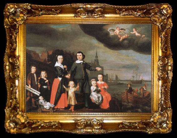framed  Nicolaes maes captain job jansz cuyter and his family, ta009-2