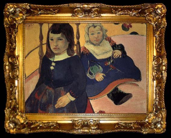 framed  Paul Gauguin two children, ta009-2