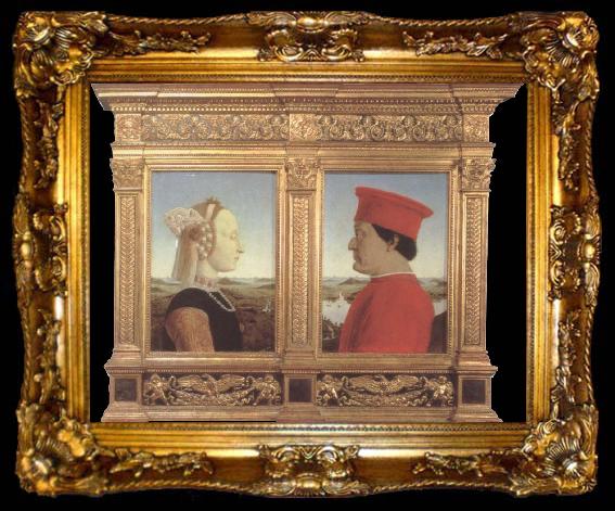 framed  Piero della Francesca Portraits of Federico da Montefeltro and Battista Sforza, ta009-2