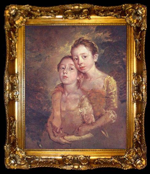 framed  Thomas Gainsborough Two Daughters with a Cat, ta009-2