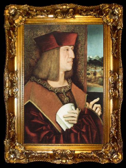 framed  bernhard strigel portrait of emperor maximilian, ta009-2