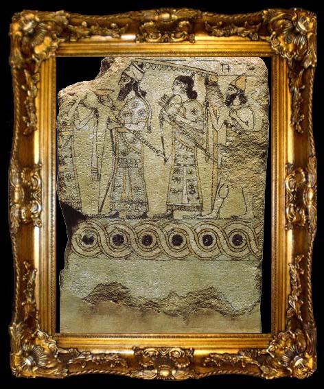 framed  unknow artist Who brought the soldiers from the Assyrian Naxi dial II, ta009-2