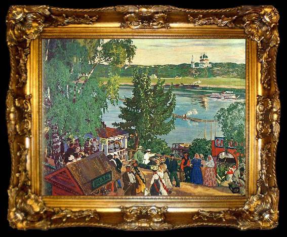 framed  Boris Kustodiev Promenade Along Volga River, ta009-2