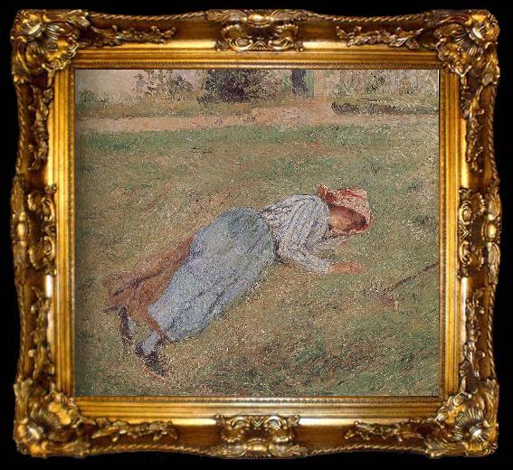framed  Camille Pissarro farm girls, ta009-2