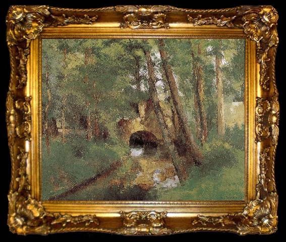 framed  Camille Pissarro Metaponto bridge Schwarz, ta009-2