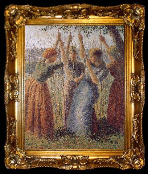 framed  Camille Pissarro Woman under the bean frame, ta009-2