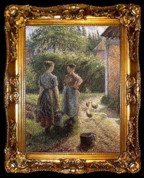 framed  Camille Pissarro Woman in front of farmhouse, ta009-2