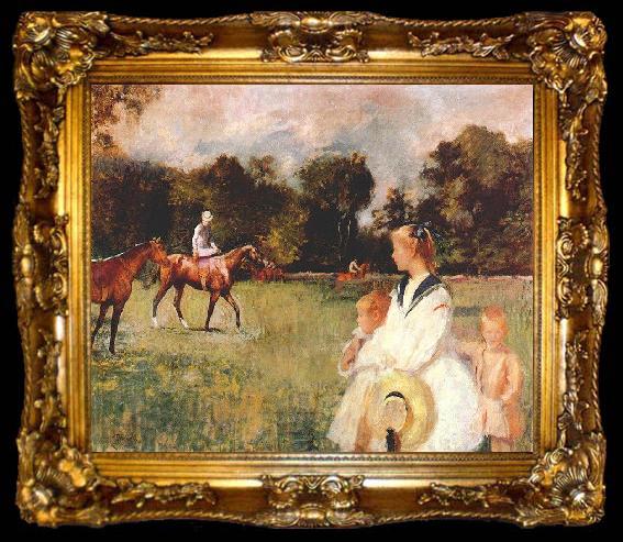 framed  Edmund Charles Tarbell Schooling the Horses,, ta009-2