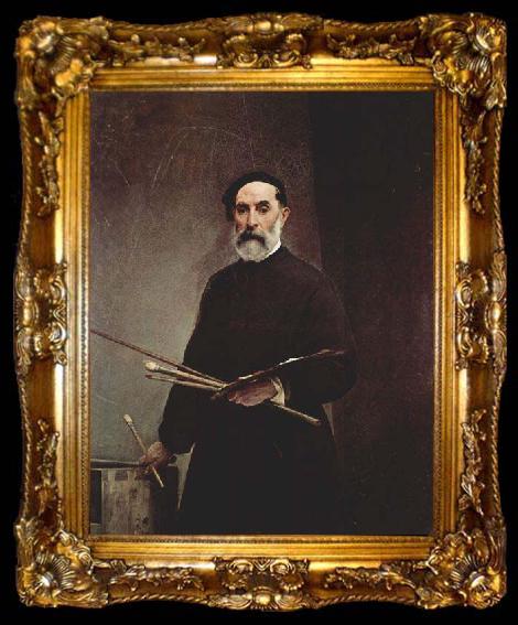 framed  Francesco Hayez Self portrait at age 69, ta009-2