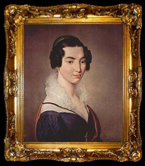 framed  Francesco Hayez Portrait of Antonietta Vitali Sola, ta009-2