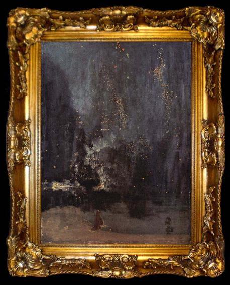 framed  James Abbott Mcneill Whistler Nocturne in Black and Gold, ta009-2