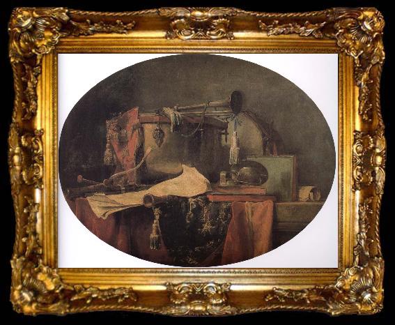 framed  Jean Baptiste Simeon Chardin Military ceremonial instruments, ta009-2