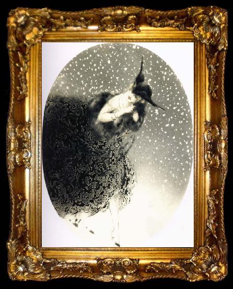 framed  Louis Lcart Snowy night a woman, ta009-2