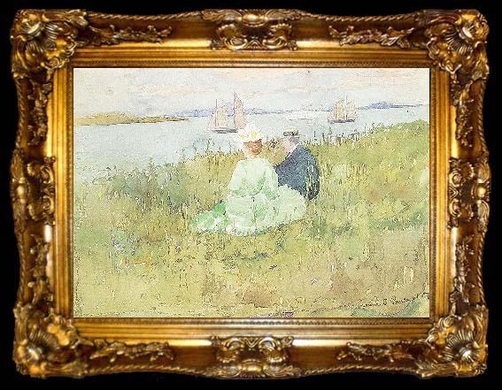 framed  Maurice Prendergast Viewing the Ships, ta009-2