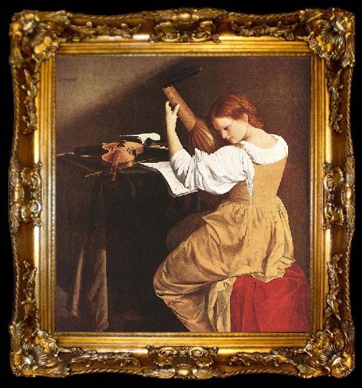 framed  Orazio Gentileschi The Lute Player by Orazio Gentileschi., ta009-2