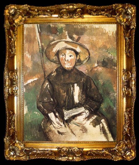 framed  Paul Cezanne children wearing straw hat, ta009-2